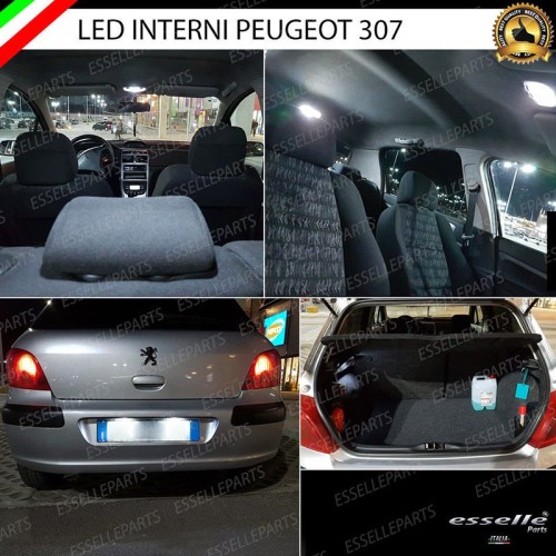 Kit LED Interni + Targa 6000K Luce Bianca Canbus Per Peugeot 307