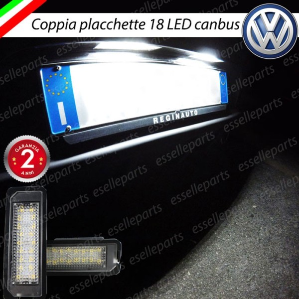 Coppia Placchette Targa LED Complete Da 18 LED Canbus 6000K Bianco Vw Polo 6R 6C
