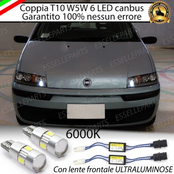 Coppia luci posizione T10 W5W 6 LED canbus 6000K Bianco Fiat Punto MK2 Fino al 2000