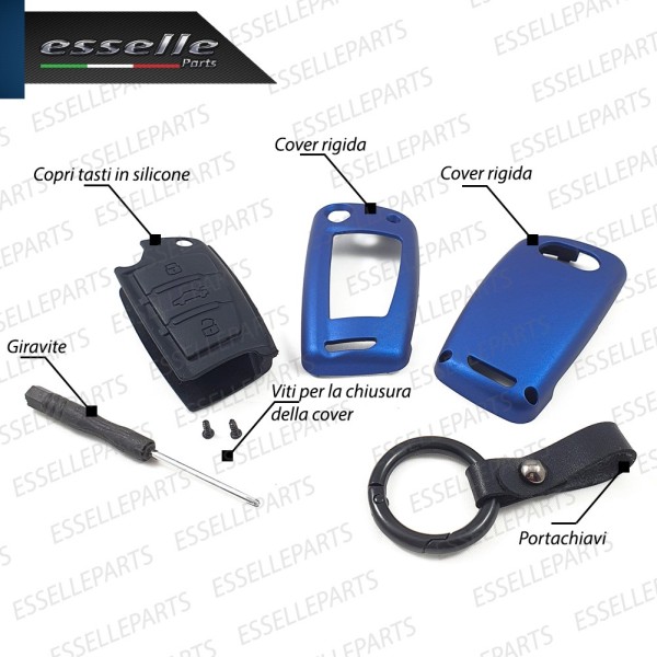 Cover Blu Satinato In Plastica Rigida Di Protezione Specifica Per Chiave Audi Q3