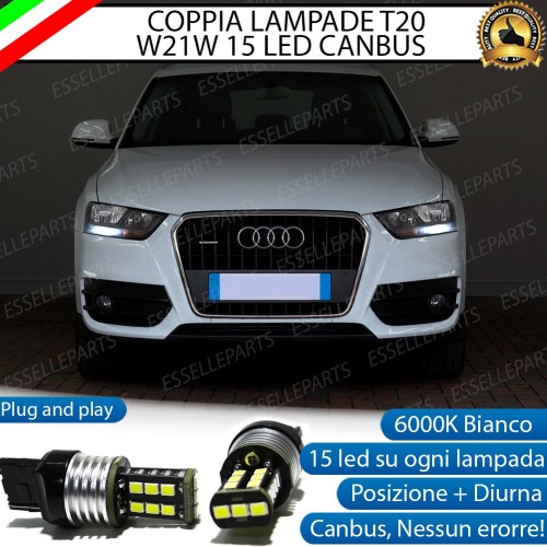 Coppia Luci Diurne / Posizione 15 LED T20 6000K Bianco Canbus Audi Q3 Pre-Restyling