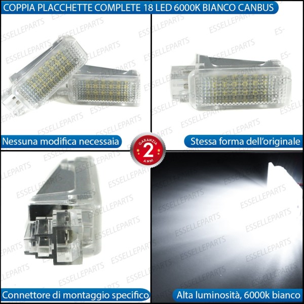Coppia Placchette Da 18 LED Vano Bagagli 6000K Canbus Audi Q7 Fino al 2009