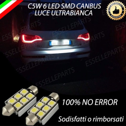 Coppia lampade siluro 6 LED Luci Targa Canbus 6000K bianco Audi Q7 Fino al 2009