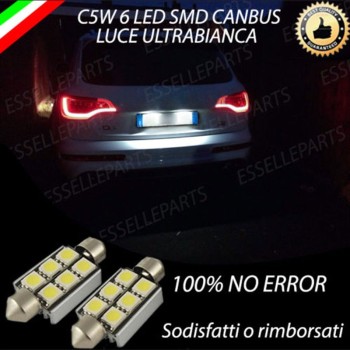 Coppia lampade siluro 6 LED Luci Targa Canbus 6000K bianco Audi Q7 Fino al 2009