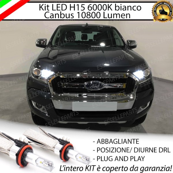 Kit Luci Diurne/Abbaglianti H15 10800 Lumen Ford Ranger Iv 6000K Bianco Canbus