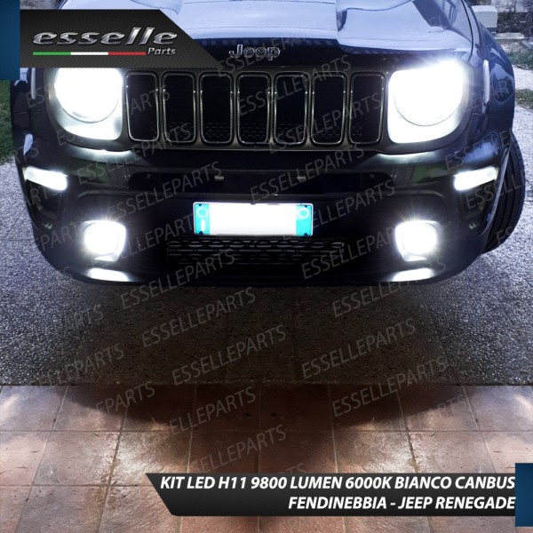 Kit Full LED Fendinebbia H11 9800 Lumen 6000K bianco Per Jeep Renegade