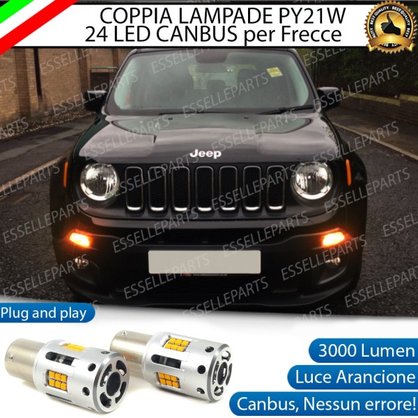Coppia Frecce Anteriori Py21W 24 LED Canbus 3.0 Per Jeep Renegade Fino Al 2018