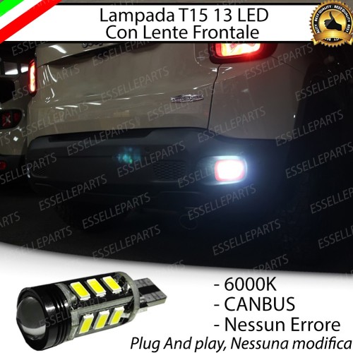 Lampada LED Retromarcia T15 13 LED Canbus 6000K con lente Jeep Renegade Fino al 2018