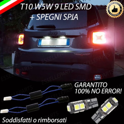 Coppia Luci Targa T10 W5W 9 LED canbus 6000K Bianco per Jeep Renegade Fino al 2018