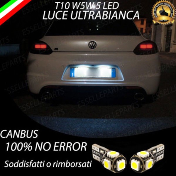 Coppia Luci Targa T10 5 LED canbus 6000K Bianco Volkswagen Scirocco Pre-Restyling