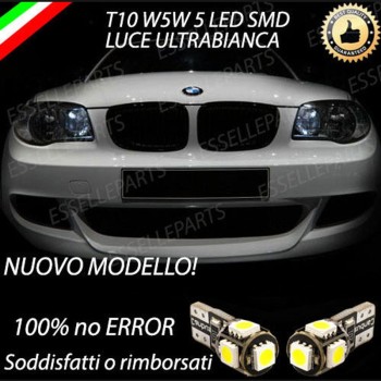 Coppia luci di posizione T10 W5W 5 LED canbus 6000K Bmw Serie 1 E87 E88 E81 E82