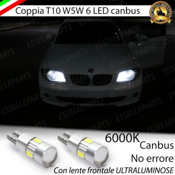 Coppia luci di posizione T10 W5W 6 LED canbus 6000K Bmw Serie 1 E87 E88 E81 E82