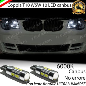Coppia luci di posizione T10 W5W 10 LED canbus 6000K Bmw Serie 1 E87 E88 E81 E82