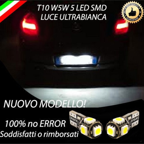 Coppia Luci Targa T10 5 LED canbus 6000K Bmw Serie 1 E87 E88 E81 E82 Fino al 02-2007