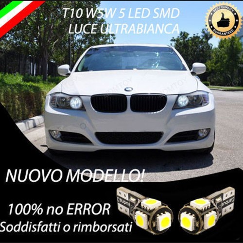 Coppia luci posizione T10 W5W 5 LED canbus 6000K Bmw Serie 3 E90 E91 Fino al 08-2008