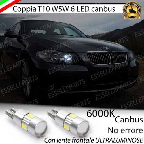 Coppia luci posizione T10 W5W 6 LED canbus 6000K Bmw Serie 3 E90 E91 Fino al 08/2008
