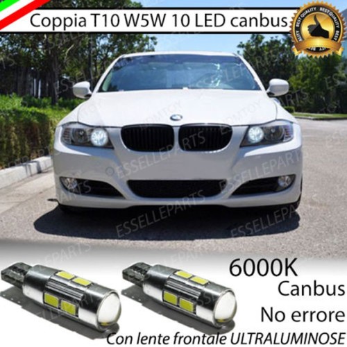 Coppia luci posizione T10 W5W 10 LED canbus 6000K Bmw Serie 3 E90 E91 Fino al 08/2008