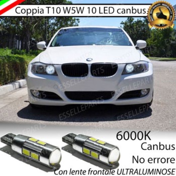 Coppia luci posizione T10 W5W 10 LED canbus 6000K Bmw Serie 3 E90 E91 Fino al 08/2008