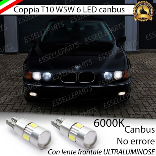 Coppia luci posizione T10 W5W 6 LED canbus 6000K Bmw Serie 5 E39 Fino al 08/2000