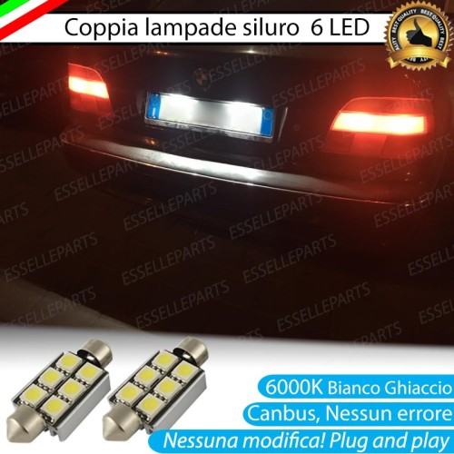 Coppia lampade siluro 6 LED Luci Targa Canbus 6000K Bmw Serie 5 E39 Fino al 08-2000