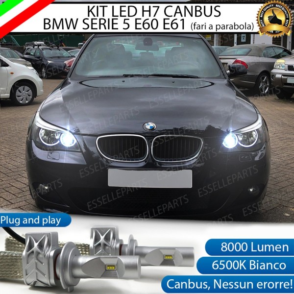 Kit Full LED H7 8000 Lumen 6000K bianco Abbaglianti Bmw Serie 5 E60 E61 Dal 04-2007