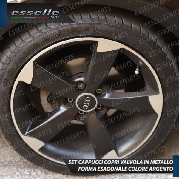 Set 4 Tappi Coprivalvola Argentati in alluminio per Toyota Yaris 1