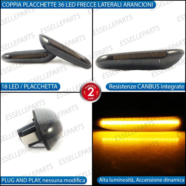 Placchette Dinamiche Laterali Nere 18 LED Frecce Bmw Serie 5 E60 E61