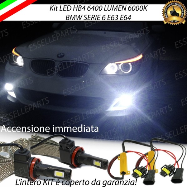 Kit Full LED Hb4 6400 Lumen 6000K bianco Fendinebbia Bmw Serie 6 E63 E64 Fino al 2005