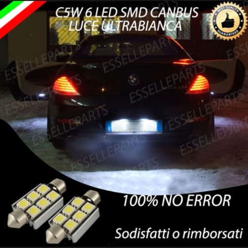 Coppia lampade siluro 6 LED Luci Targa Canbus 6000K Bmw Serie 6 E63 E64 Fino al 2005