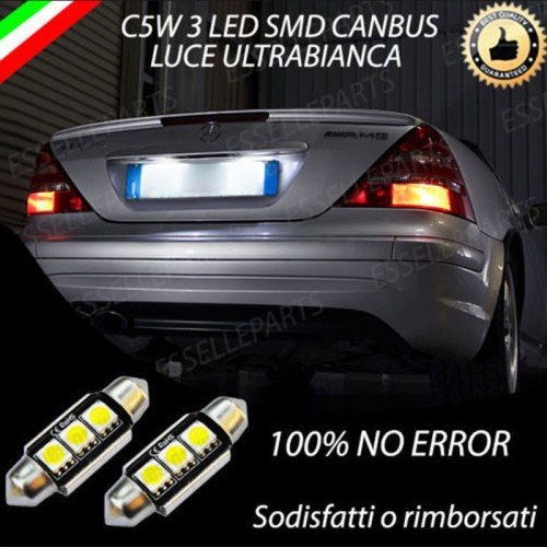 Coppia lampade siluro 3 LED Luci Targa Canbus 6000K Mercedes Slk R170 Fino al 2000
