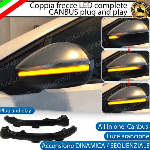 Coppia Frecce LED Dinamiche Laterali Per Specchietti Golf Sportsvan Nero Fume'