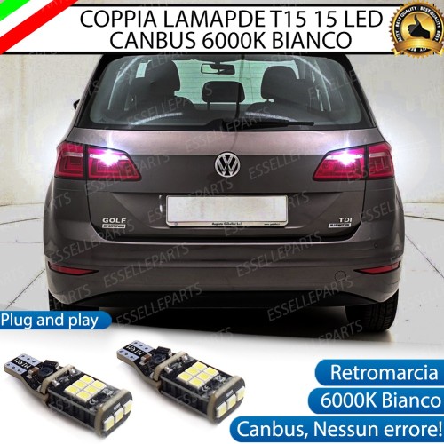 Coppia Lampade LED Retromarcia T15 1200 LM Canbus 6000K VW Golf Sportsvan Fino al 2016