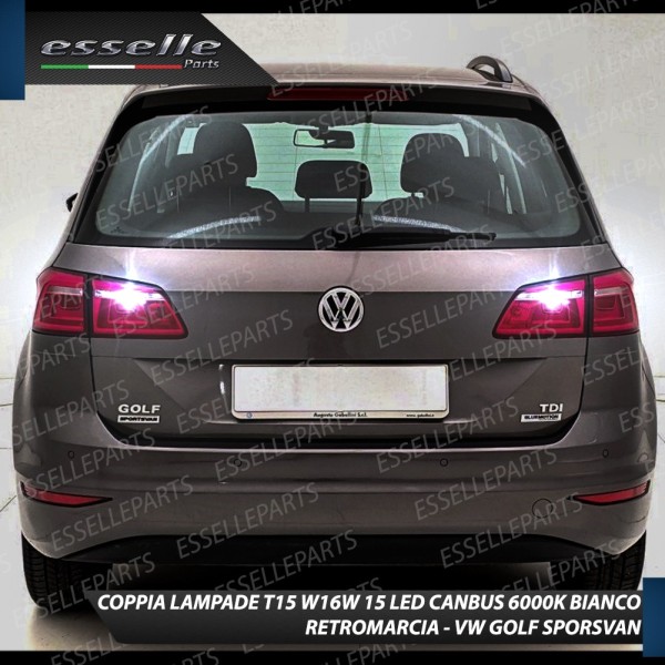 Coppia Lampade LED Retromarcia T15 1200 LM Canbus 6000K VW Golf Sportsvan Fino al 2016