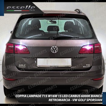 Coppia Lampade LED Retromarcia T15 1200 LM Canbus 6000K VW Golf Sportsvan Fino al 2016