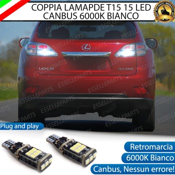 Coppia Lampade LED Retromarcia Da 15 LED Canbus 6000K Lexus Rx MK3 1200 Lumen