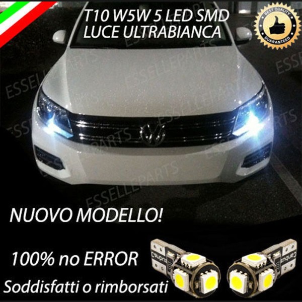 Coppia luci di posizione T10 W5W 5 LED canbus 6000K VW Tiguan 5N Pre-Restyling