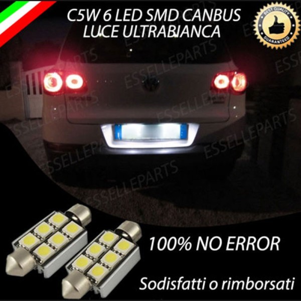Coppia Lampade LED Luci Targa 6 LED Canbus 6000K Per Vw Tiguan 5N Fino Al 2008