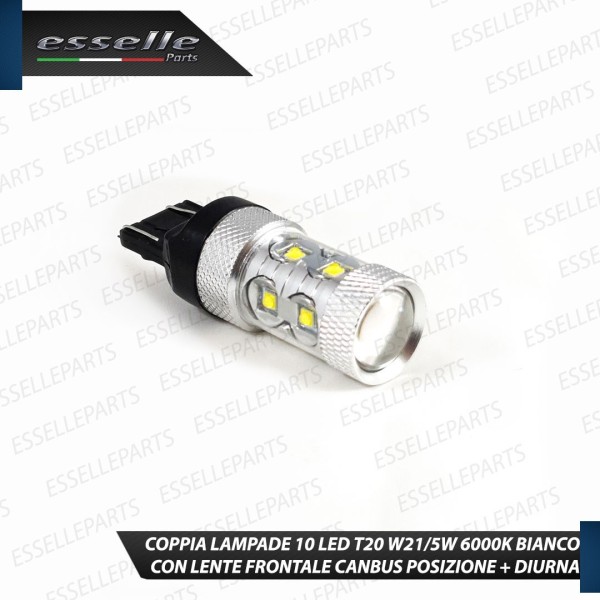 Coppia Luci Di Posizione/Diurne 10 LED T20 6000K Bianco Canbus VW Up Fino al 2016