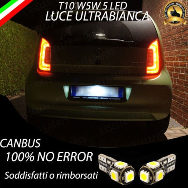 Coppia Luci Targa T10 W5W 5 LED canbus 6000K Bianco per Volkswagen UP Fino al 2016