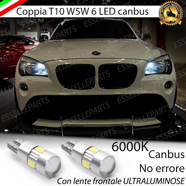 Coppia luci di posizione T10 W5W 6 LED canbus 6000K Bianco Bmw X1 E84 Pre-Restyling