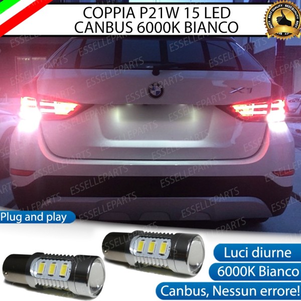 Coppia Lampade LED Retromarcia Da 15 LED Canbus 6000K Bmw X1 E84 Con Lente Frontale