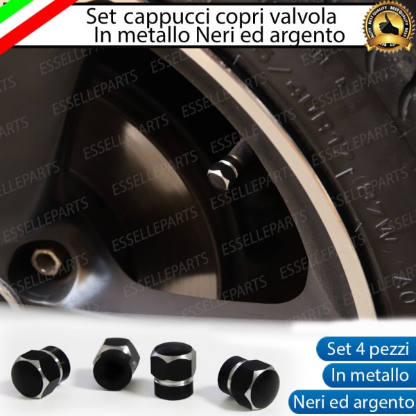 Set 4 Tappi Coprivalvola Neri in alluminio per Fiat 500L