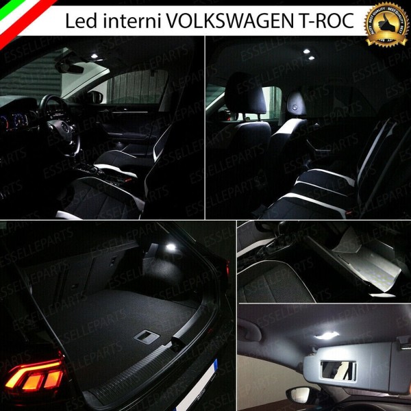 Kit Led interni Completo + LED Alette parasole specifico per VW T-ROC 6000K bianco