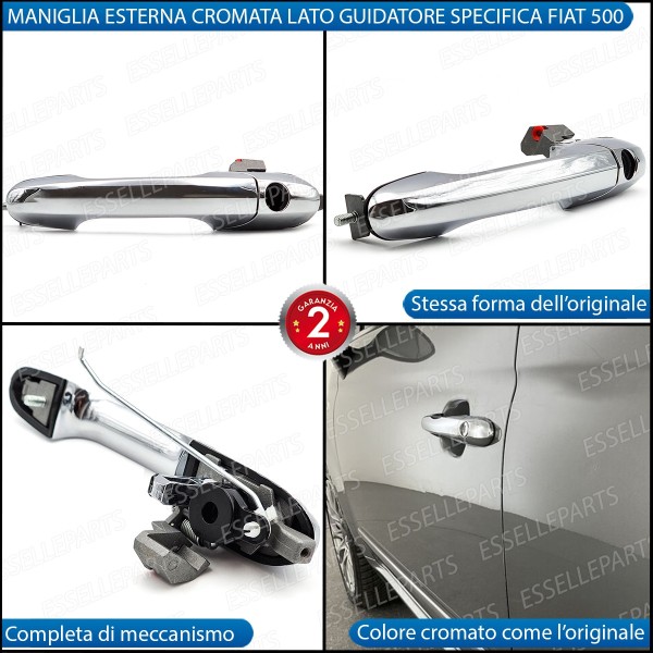 Maniglia Esterna Abarth 500 500 C 595 695 Lato Guidatore Cromata Completa