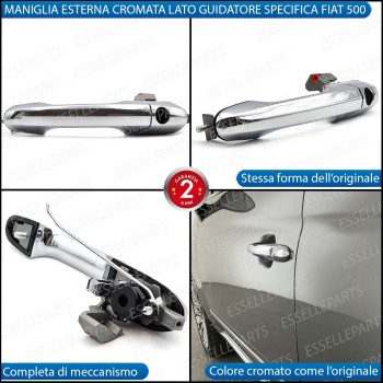 Maniglia Esterna Abarth 500 500 C 595 695 Lato Guidatore Cromata Completa