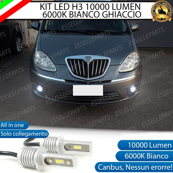Kit Full LED H3 10000 Lumen Fendinebbia LANCIA MUSA 6000K bianco ghiaccio