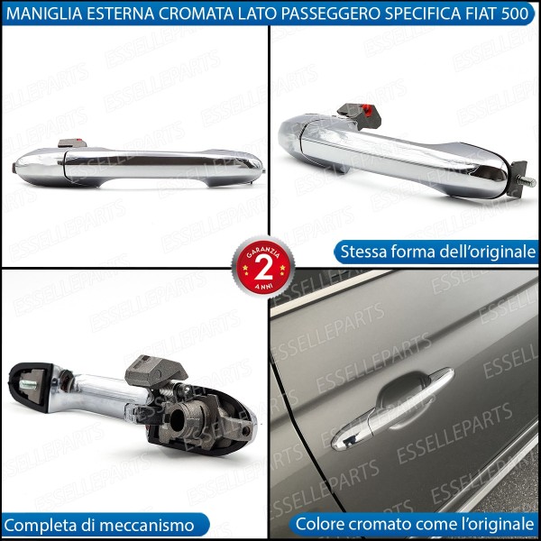 Maniglia Esterna Abarth 500 500 C 595 695 Lato Passeggero Cromata Completa