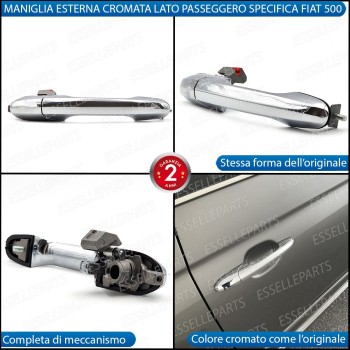 Maniglia Esterna Abarth 500 500 C 595 695 Lato Passeggero Cromata Completa