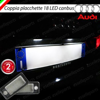 Coppia placchette 18 LED Canbus 6000K bianco TARGA per Audi A8 D3