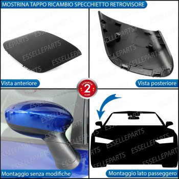Copri Specchietto retrovisore esterno Abarth Grande Punto Mostrina Ricambio Tappo Lato Passeggero Copri Specchietto retrovisore esterno Abarth Grande Punto Mostrina Ricambio Tappo Lato Passeggero